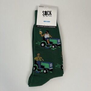 Sock It To Me Mens‎ Crew Socks My Other Car Is A Lawnmower Green Novelty